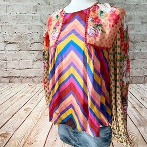 Blank London Anthropologie floral polka dot boho blouse